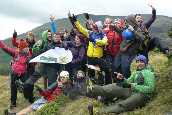 An image of a group of young people hill walking taking part a Climbing Out activity , a charity supported by the Ellis Campbell Foundation, helping disadvantaged young people in Hampshire, London and Perthshire