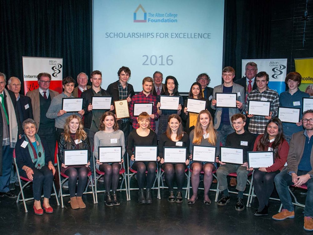 A colour photo of Jamie Campbell with scholars from Alton College with Craven Brothers Scholarships in 2016 - An Ellis Campbell Foundation charitable grant in Hampshire