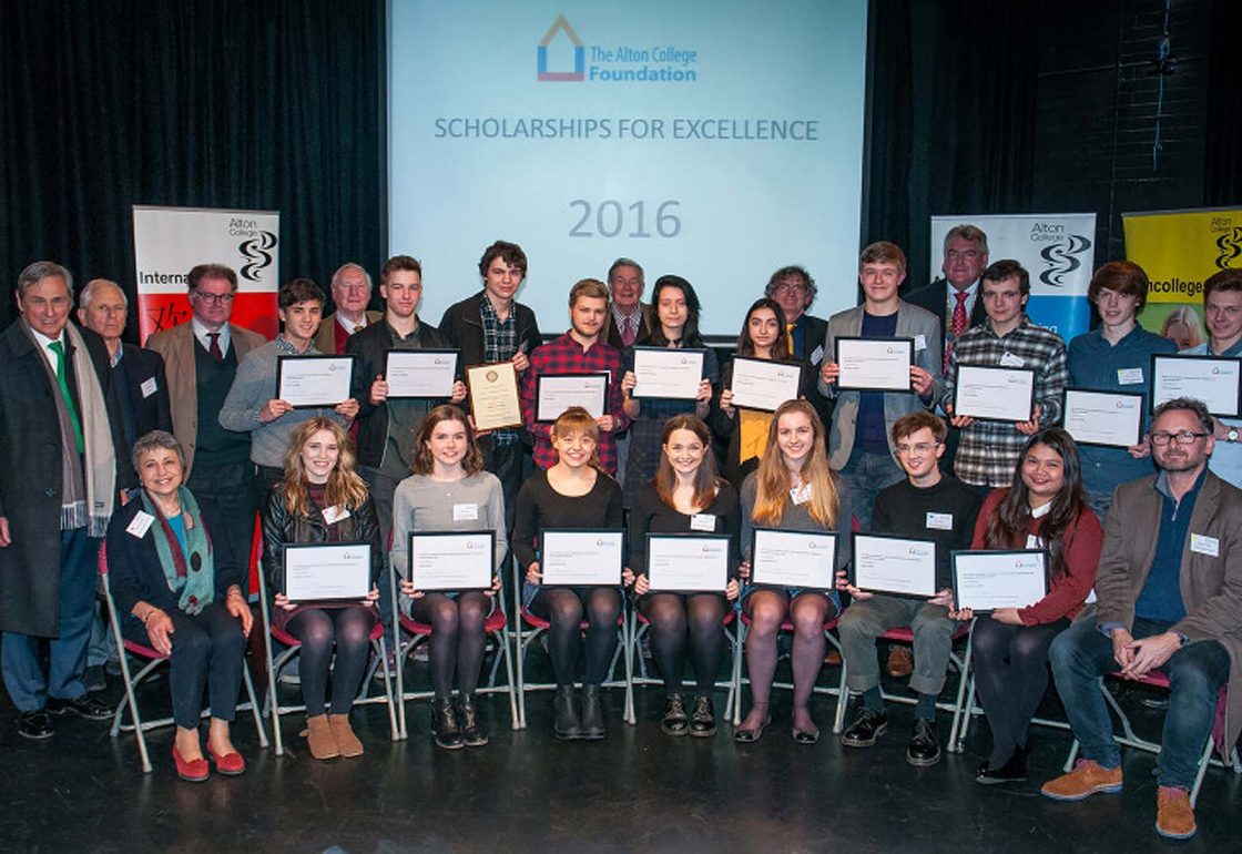 A colour photo of Jamie Campbell with scholars from Alton College with Craven Brothers Scholarships in 2016 - An Ellis Campbell Foundation charitable grant in Hampshire