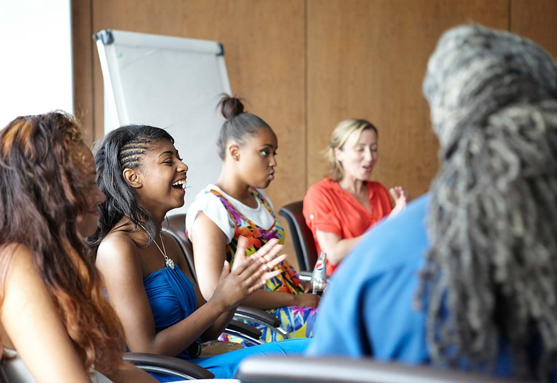 An image of a group of young people participating in the LEAP Confronting Conflict Management Training Course, a charity supported by the Ellis Campbell Foundation, helping disadvantaged young people in Hampshire, London and Perthshire