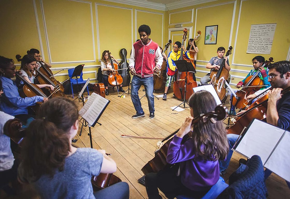 An image of pupils taking part in a social action music programme run by Sistema, a charity supported by the Ellis Campbell Foundation, helping disadvantaged young people in Hampshire, London and Perthshire