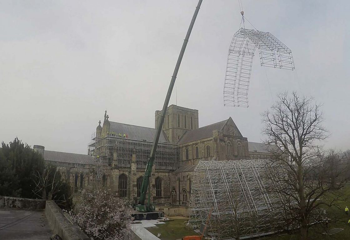 An image of Winchester Cathedral renovations birth of a Nation project, a charity supported by the Ellis Campbell Foundation, helping disadvantaged young people in Hampshire, London and Perthshire