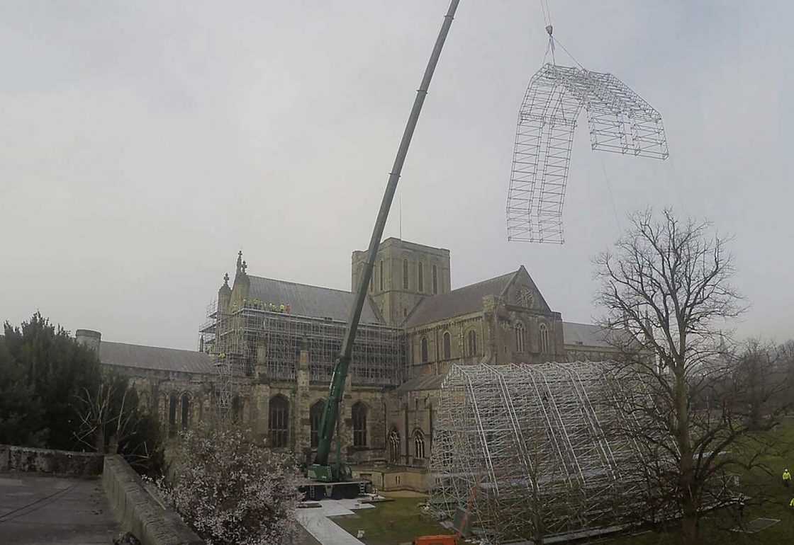 An image of Winchester Cathedral renovations birth of a Nation project, a charity supported by the Ellis Campbell Foundation, helping disadvantaged young people in Hampshire, London and Perthshire