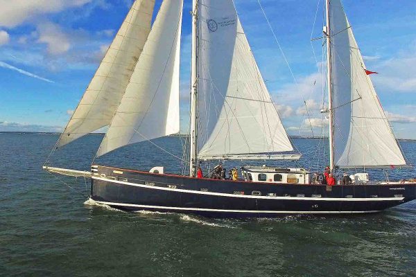 An image of the sailing boat Prolific used by Ocean Youth Trust South , a charity supported by the Ellis Campbell Foundation, helping disadvantaged young people in Hampshire, London and Perthshire