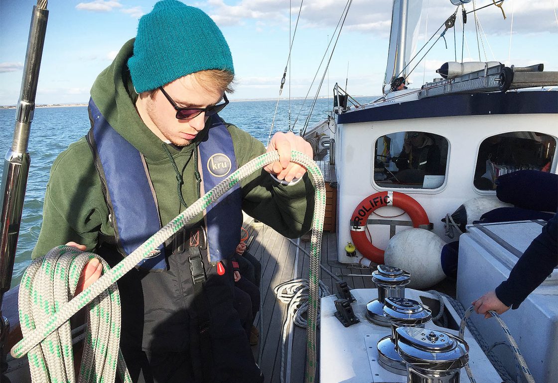 Youth working with ropes Ocean Youth Trust South - Ellis Campbell Foundation