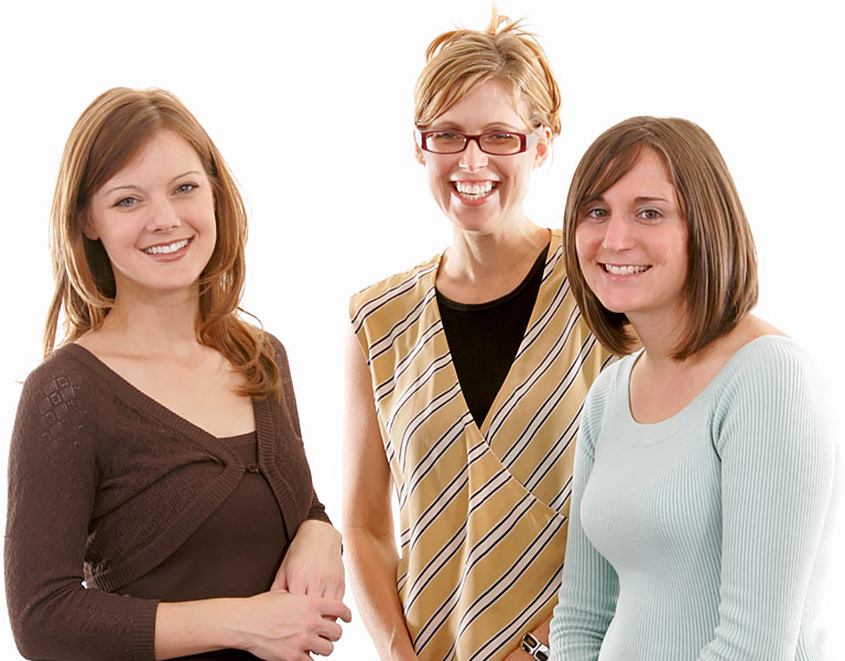 An image of a group of three ladies smiling used on the Contact the Ellis Campbell Foundation page of their website, An image of the Ellis Campbell Foundation logo background effect white, a a charity giving grants in Hampshire, London and Perthshire - Building Youth Power and Leadership