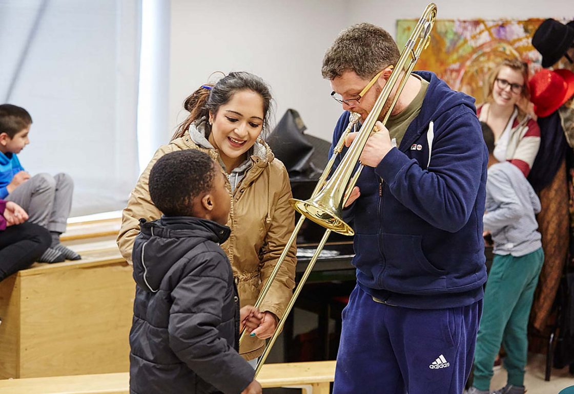 Ambitious About Autism College Programme playing the trombone image supported by The Ellis Campbell Foundation