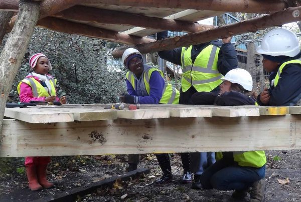 An image of a group of people with hard hats on representing a grant made to the Risk Agency project, supported by the Ellis Campbell Foundation grant helping disadvantaged young people in Hampshire, London and Perthshire