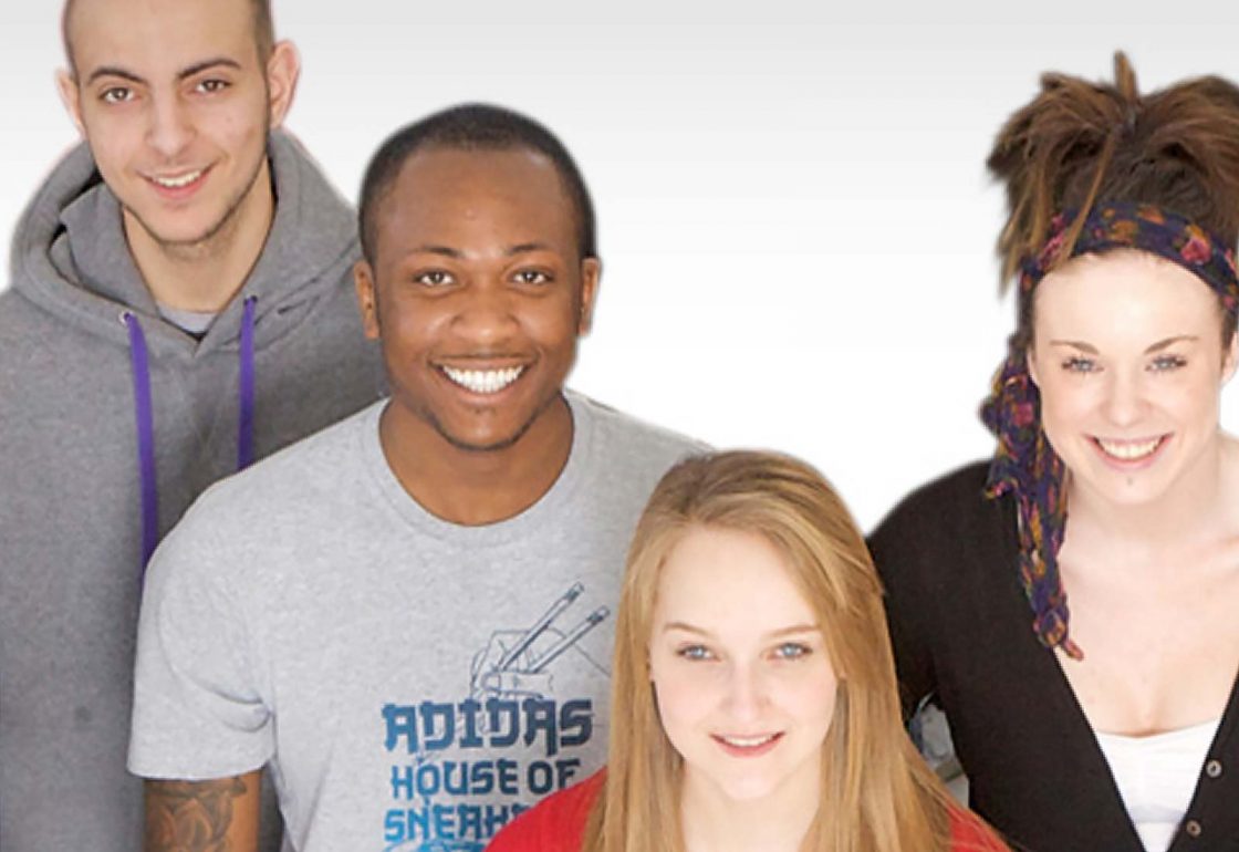 An image of a group of young people of mixed race smiling representing the Resurgo Grant made by the Ellis Campbell Foundation helping disadvantaged young people in Hampshire, London and Perthshire