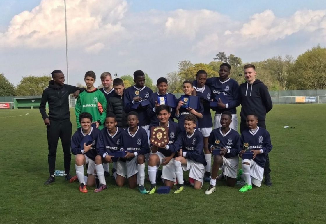 A colour image of a football team at St Andrews Club Community Based Youth Centre supported by The Ellis Campbell Foundation