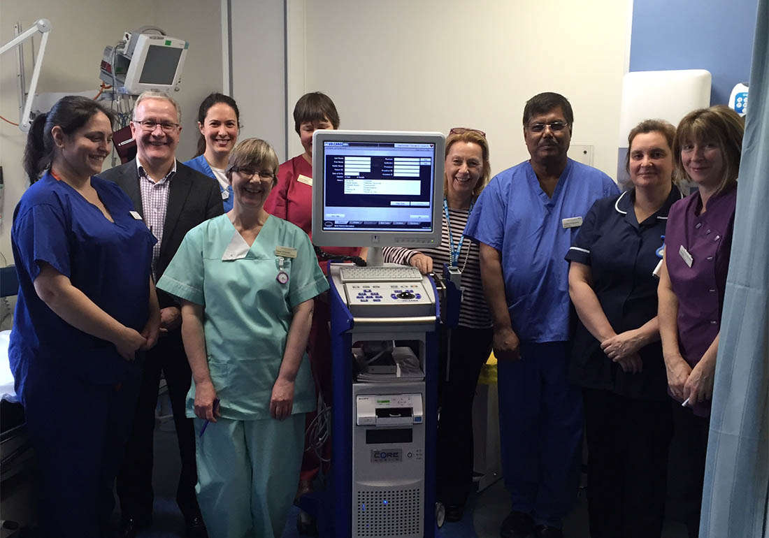 A colour image of Staff with Cardiology-IVUS medical equipment raised through donations for the North Hampshire Medical Fund supported by The Ellis Campbell Foundation