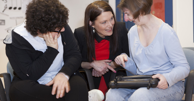 A colour image of a female student taking part in the Orpheus personalised study programme supported by The Ellis Campbell Foundation