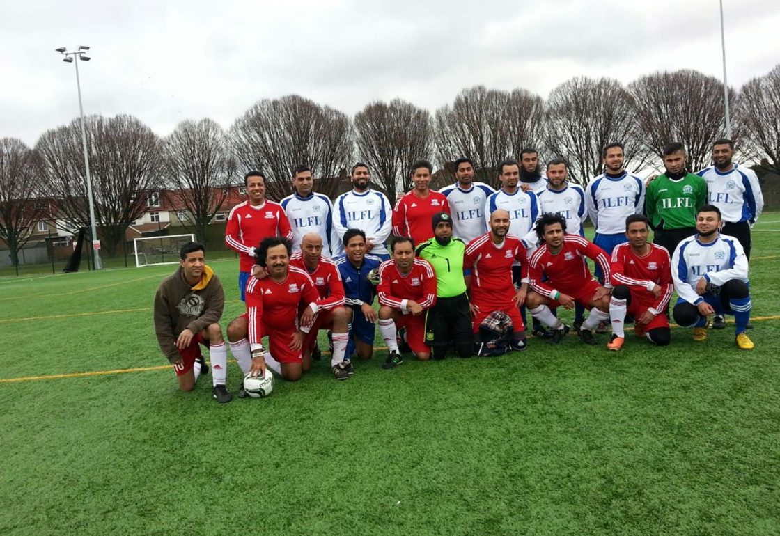 An image of a mixed age group football team - part of St Katherine's Trust community conhesion programme supported by the Ellis Campbell Foundation