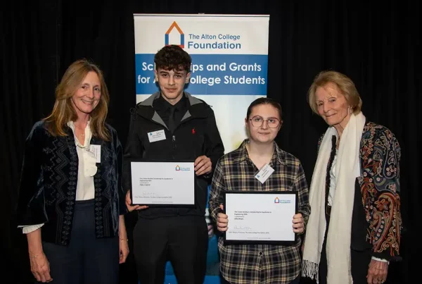 Alexandra Andrew and Linda Campbell trustees of the Ellis Campbell Foundation presenting the Engineering award at Alton college 2026